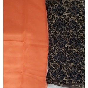 2 Vtg Elaine Gold Scarves Animal Blue Brown Print Square Orange Shawl Scarf